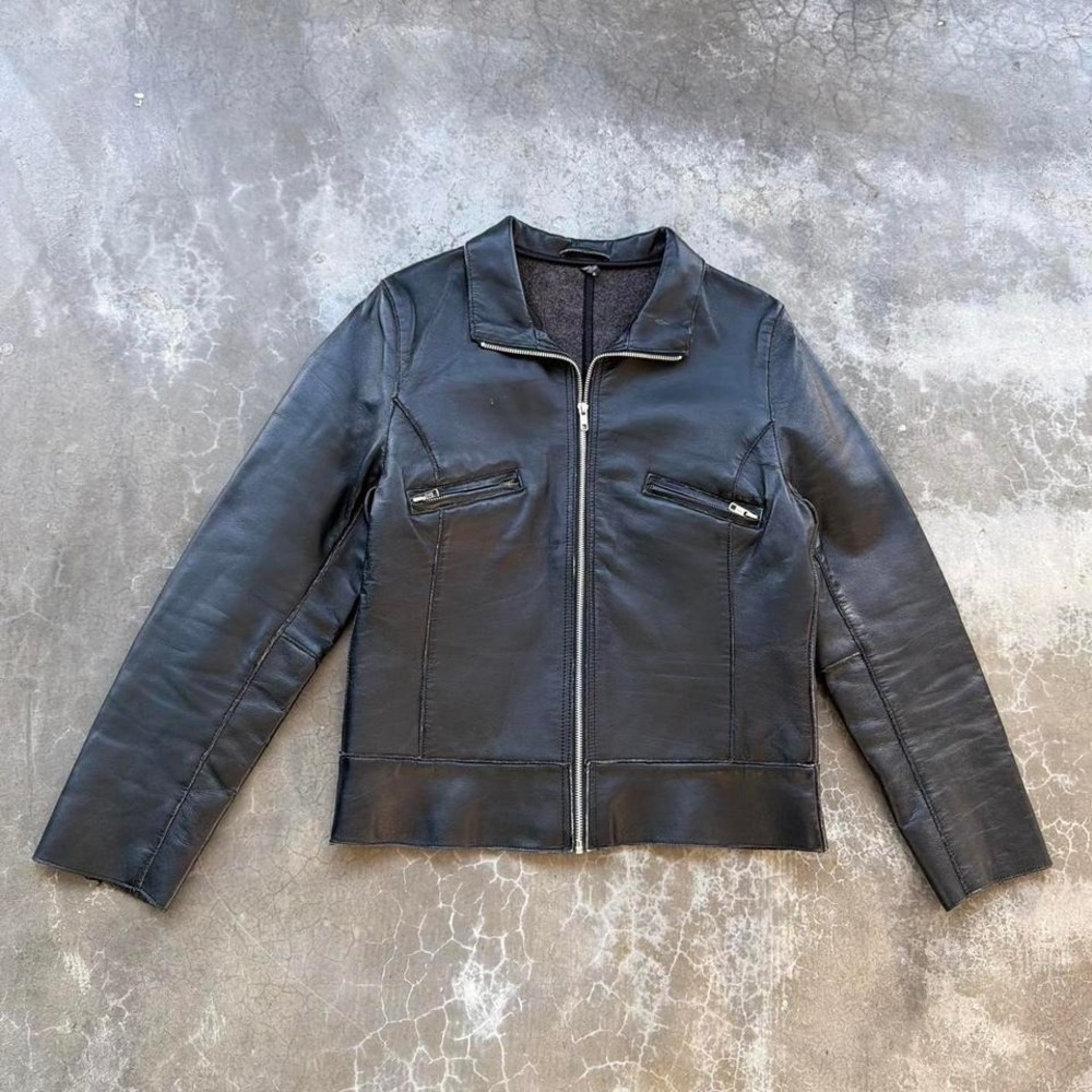 Vintage 90's Wilson's black leather boxy fit moto jacket